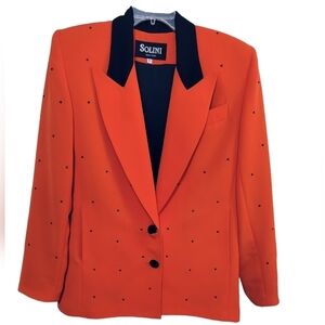 1138)Solini Vintage Orange Button Closure Handkerchief Pocket Size 6